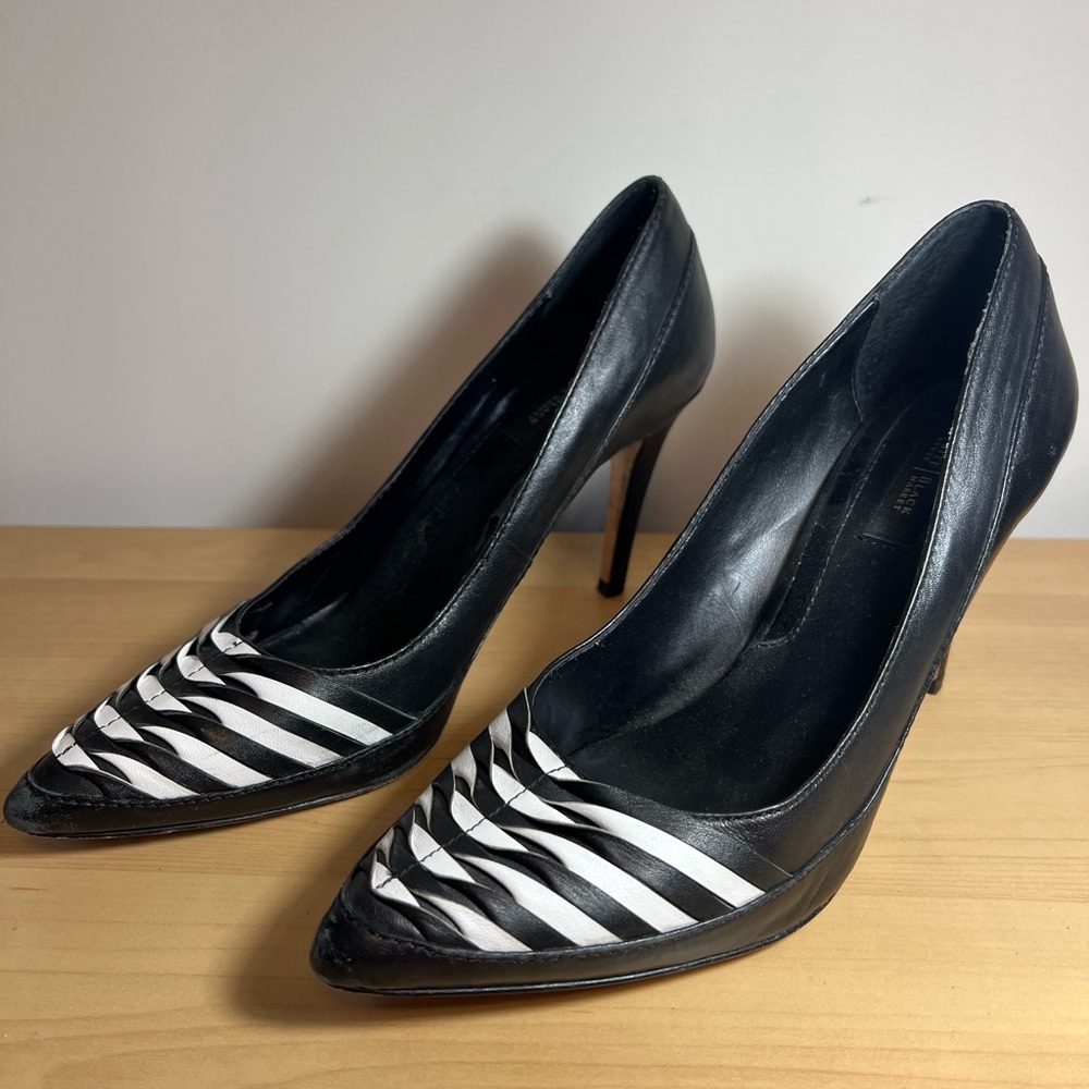 Black and White Pointed Toe High Heels